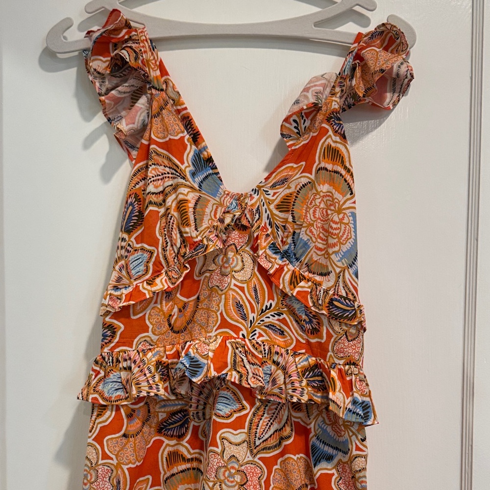 Misa Los Angeles Vibrant Floral Maxi Dress - Orange and Blue - Picture 2 of 4